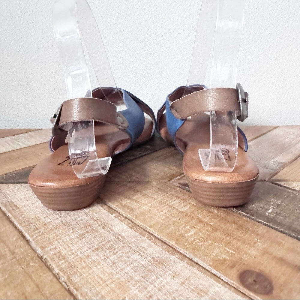 Miz Mooz Blue and Brown Leather Women's Sandals - Picture 10 of 12